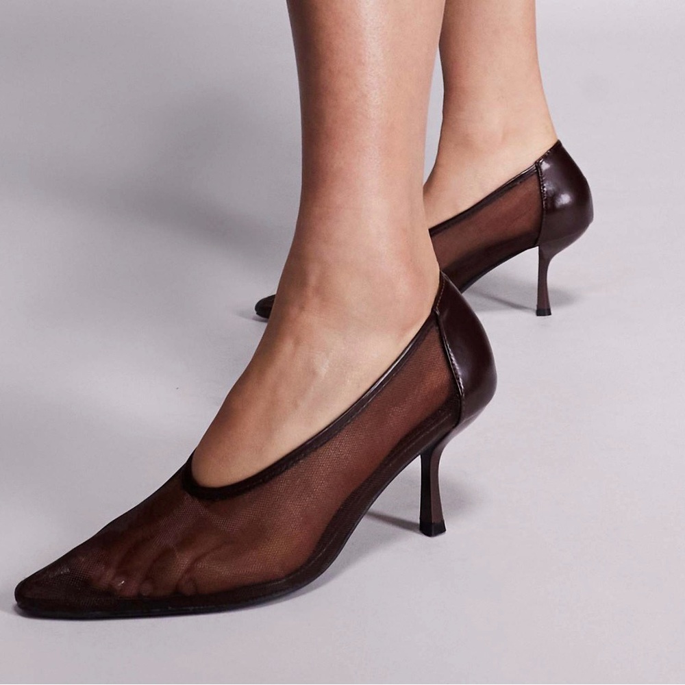 Public Desire Brown Mesh Heels